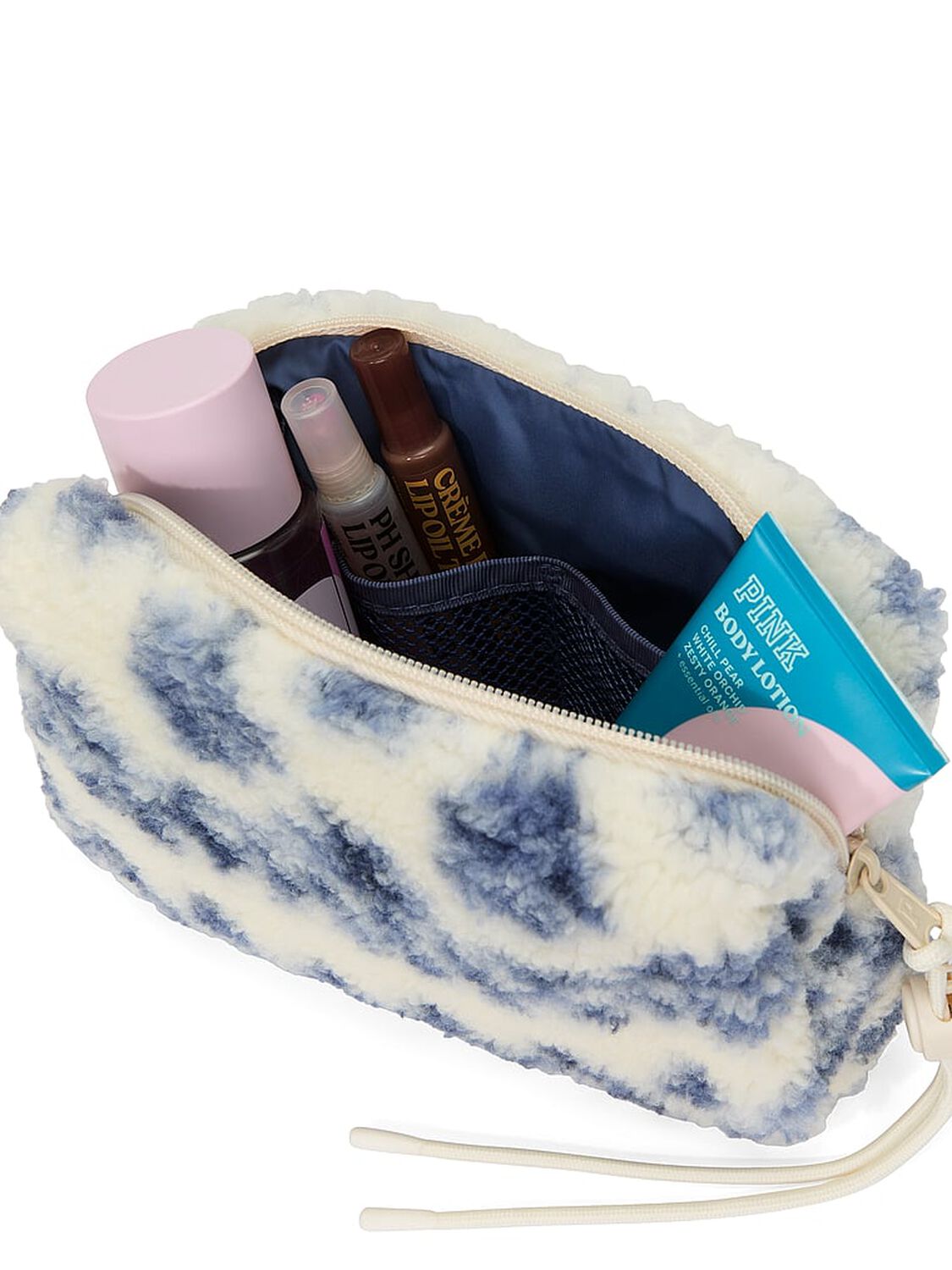 vs Pink Plush Teddy Makeup Bag Winter White Fairisle 1 of 2 