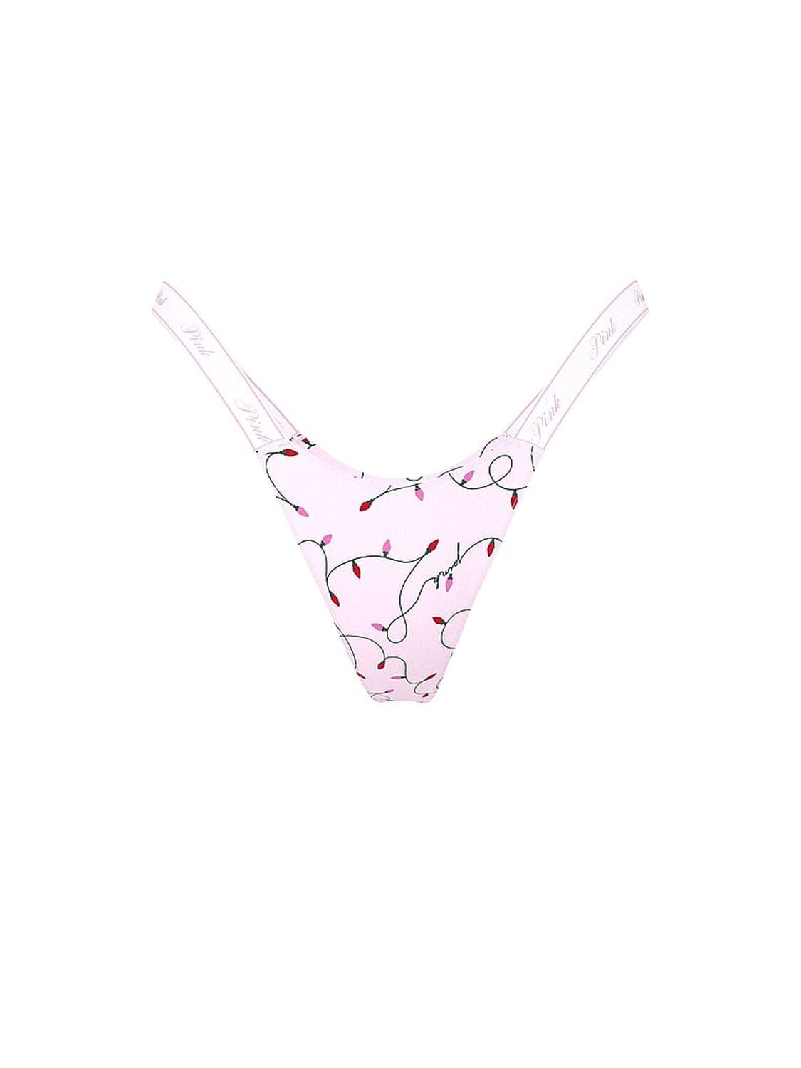 vs Pink Logo Cotton High-Leg Micro Thong Panty Pink Tulip Lights Print 3 of 3 