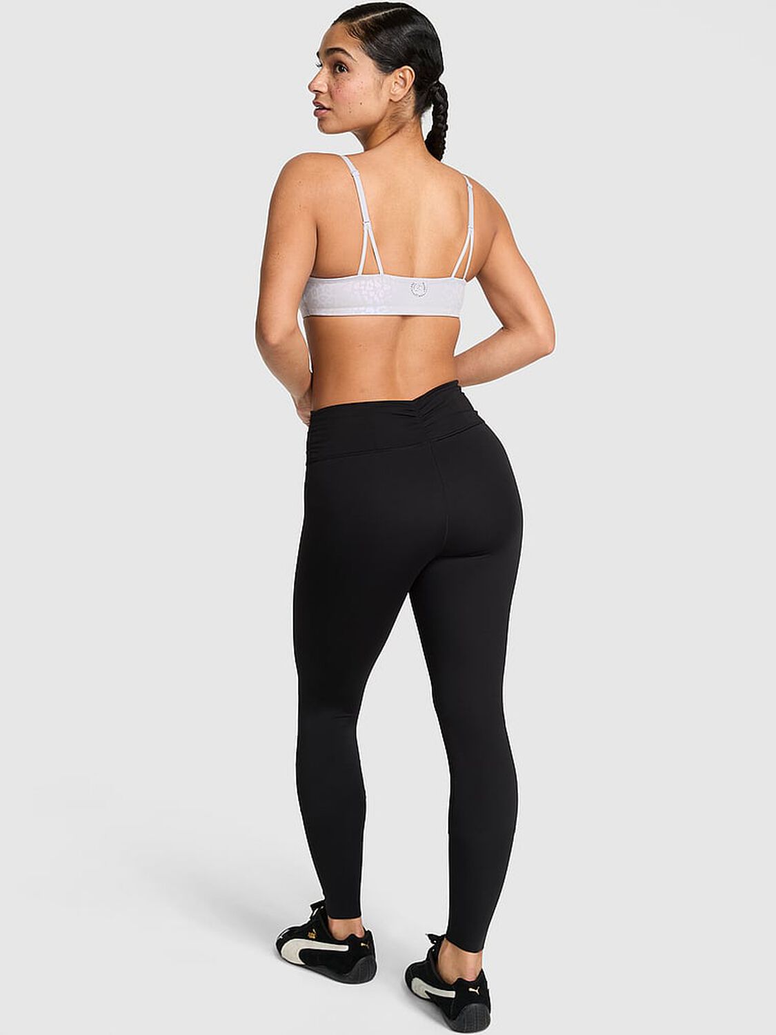 vs Pink PINK Relay&trade; Ruched Leggings Pure Black 2 of 3 