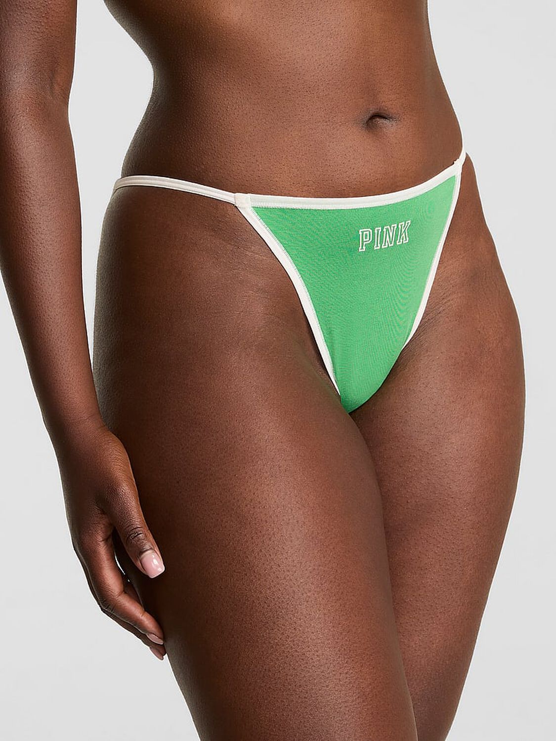 vs Pink Cotton String Bikini Panty Wild Green Pink Graphic 1 of 3 