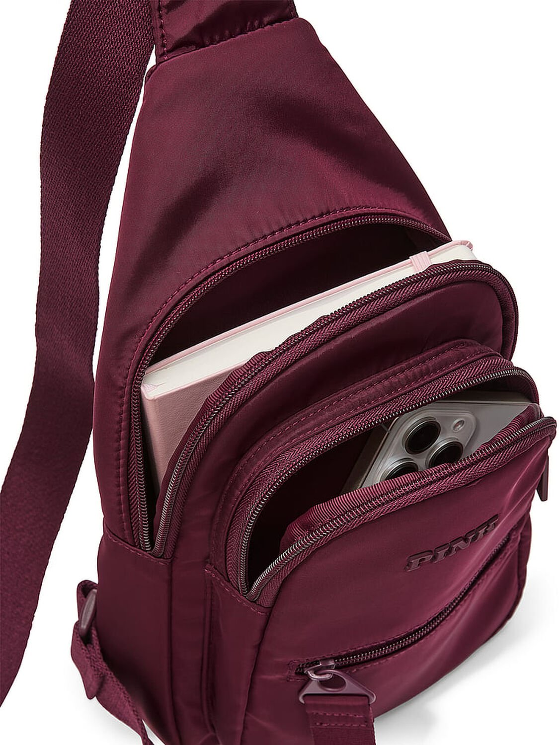 vs Pink Nylon Sling Backpack Wild Rose 4 of 4 