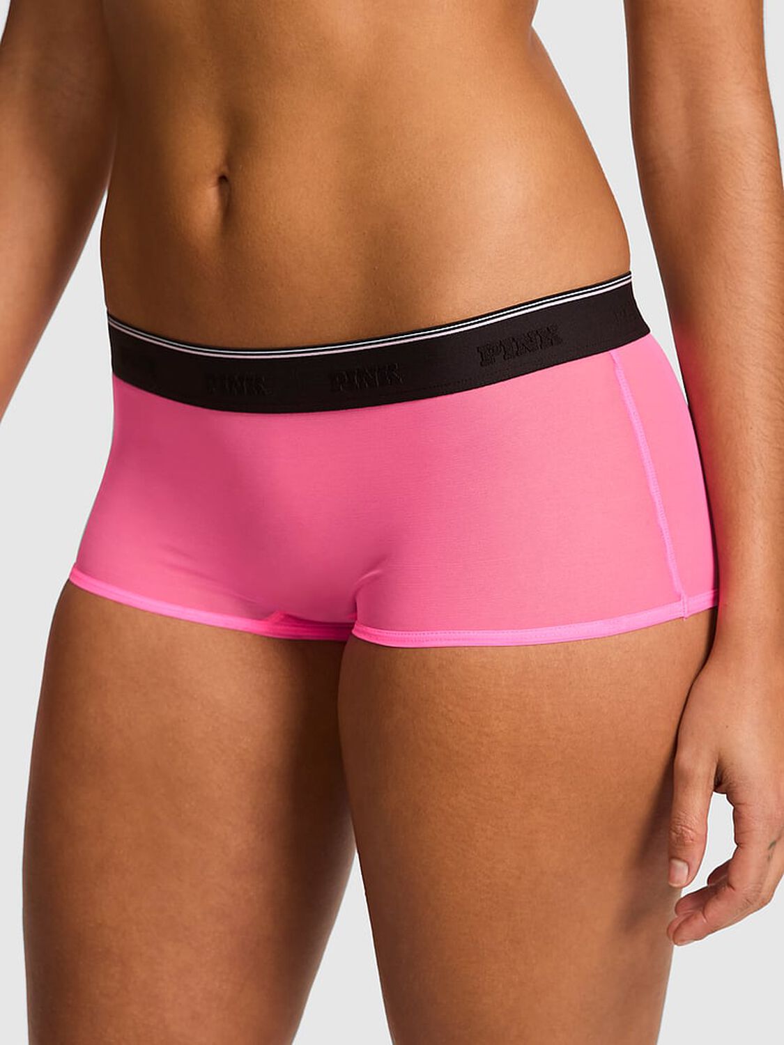 vs Pink Logo Mesh Boyshort Panty Radiant Rose 1 of 3 
