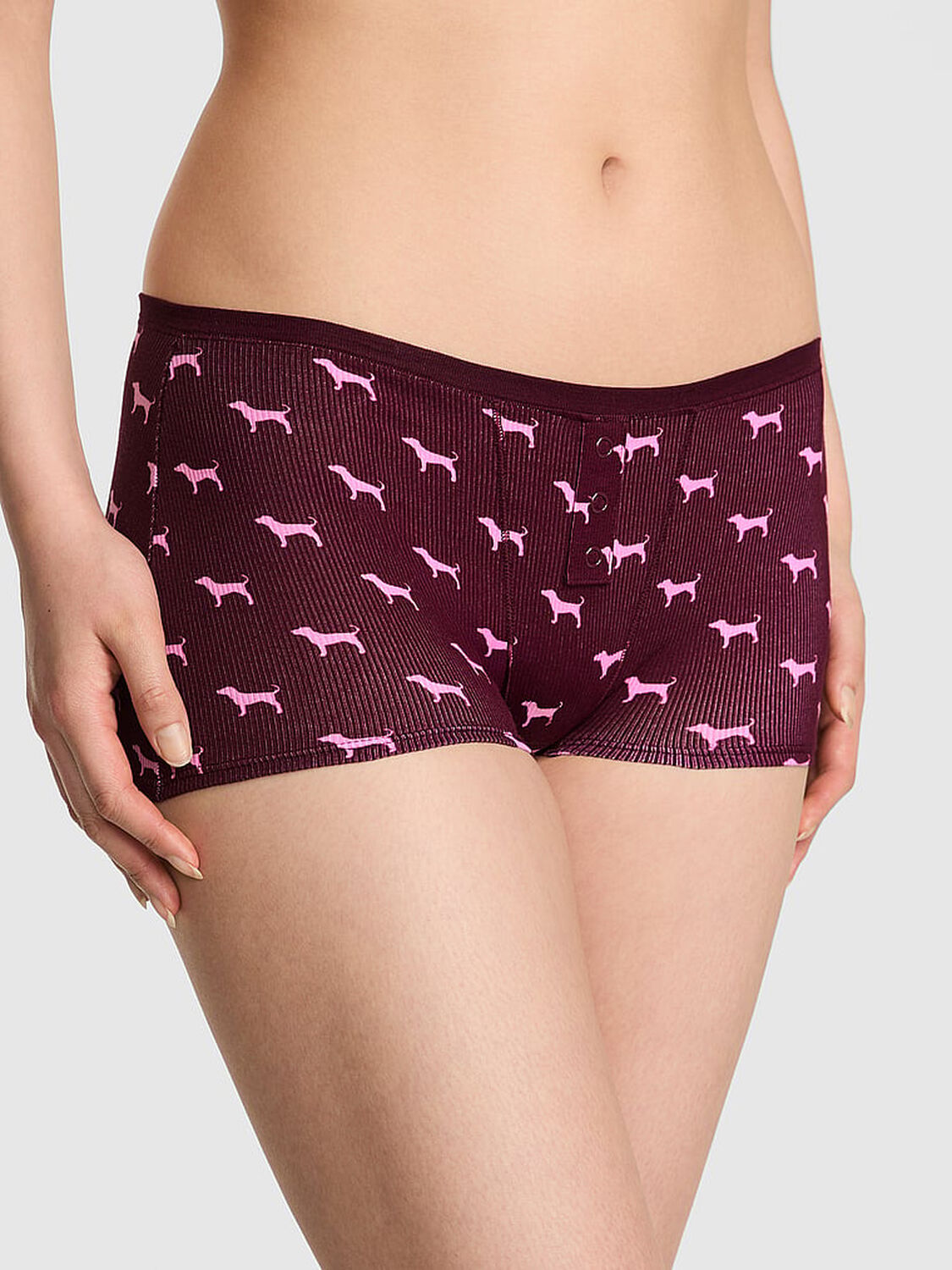 vs Pink Cotton Dorm Boyshort Panty Wild Rose Dog Print 1 of 3 