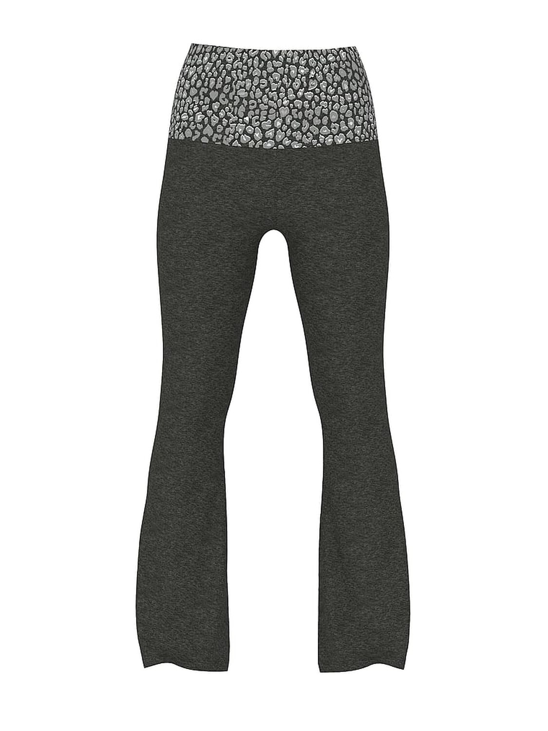 vs Pink All-Day Cotton&trade; Foldover Flare Leggings Charcoal Heather Grey Leo 3 of 4 