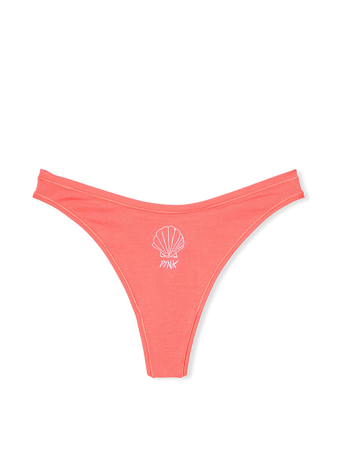 vs Pink Cotton High-Leg Thong Panty Crazy For Coral W Shell Graphic 3 of 3 