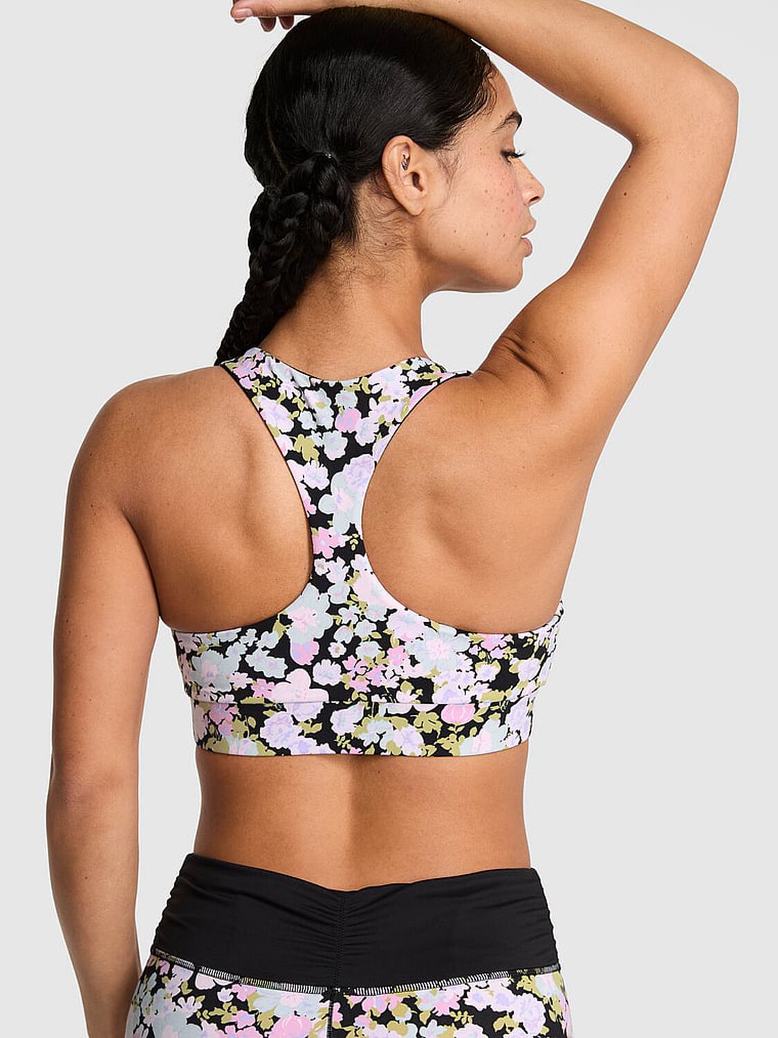 vs Pink PINK Relay&trade; Reversible Racerback Sports Bra Floral Print 2 of 4 