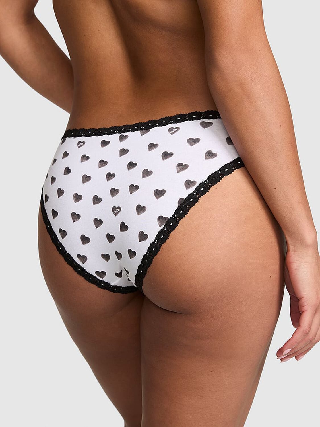 vs Pink Cotton Lace-Trim Low-Rise Cheeky Panty 2 of 3 