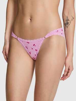 Cotton Lace-Trim Low-Rise Cheeky Panty