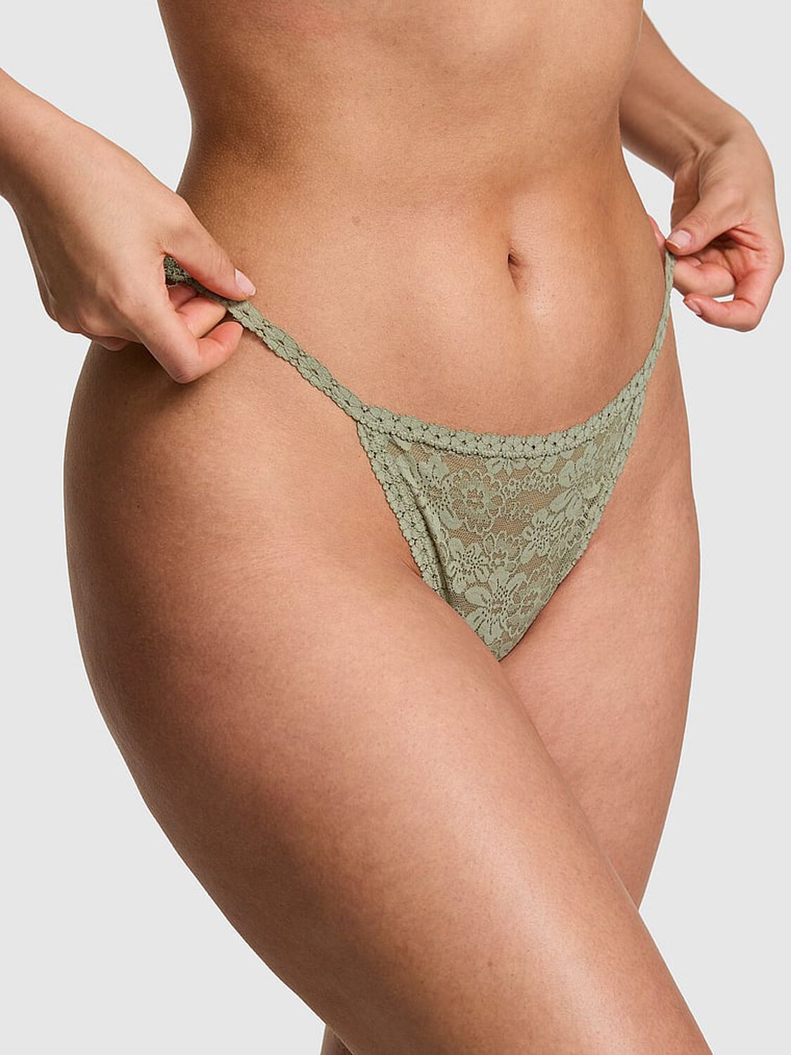 vs Pink PINK Wink&trade; V-String Panty Slate Green 1 of 3 