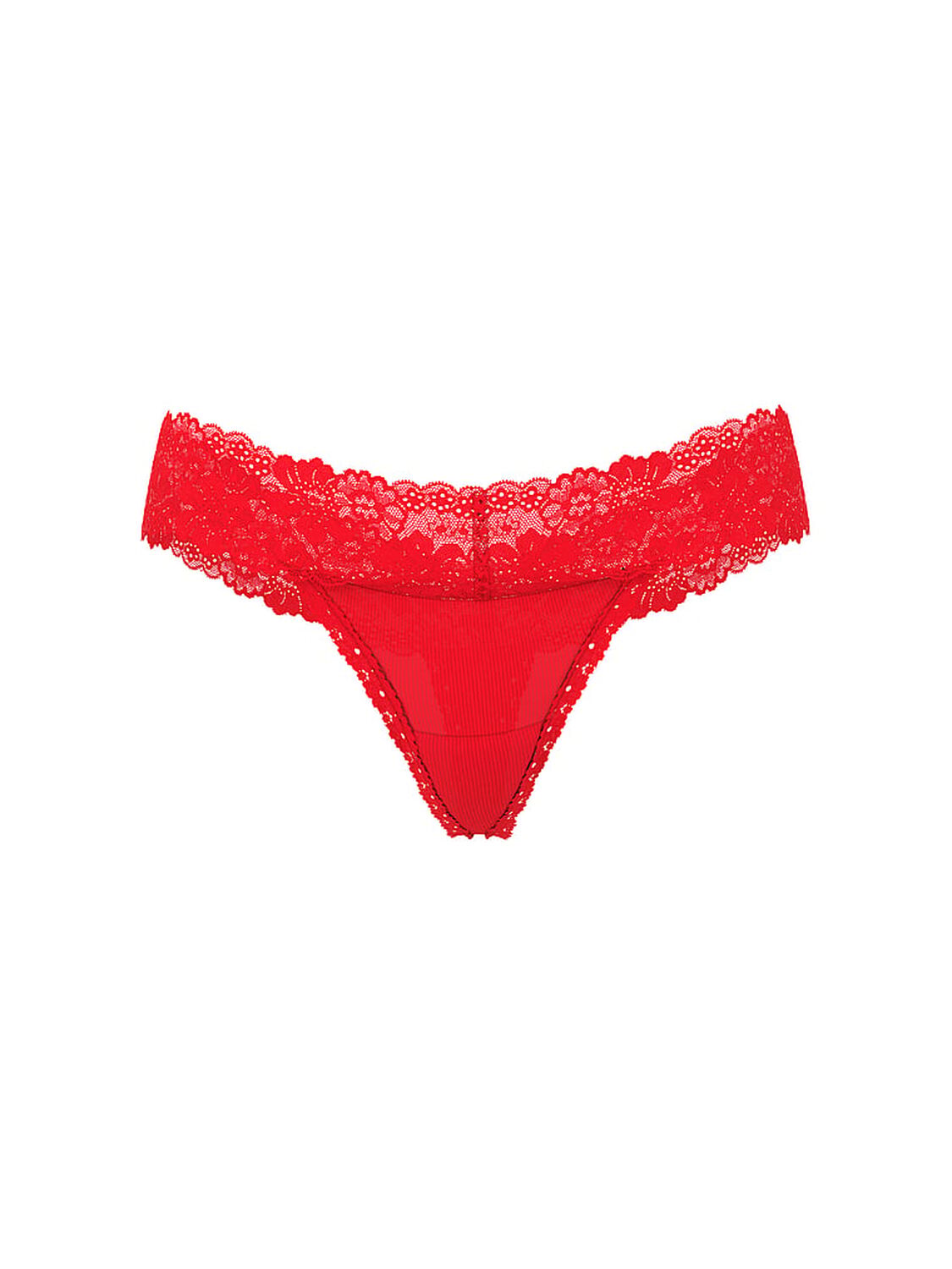 vs Pink Wink Lace-Trim Thong Panty Bright Vermillion 3 of 3 
