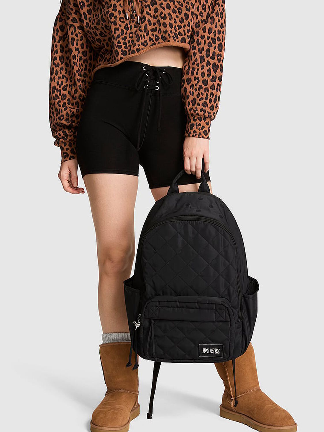 vs Pink Quilted Puffer Backpack Black 3 of 3 