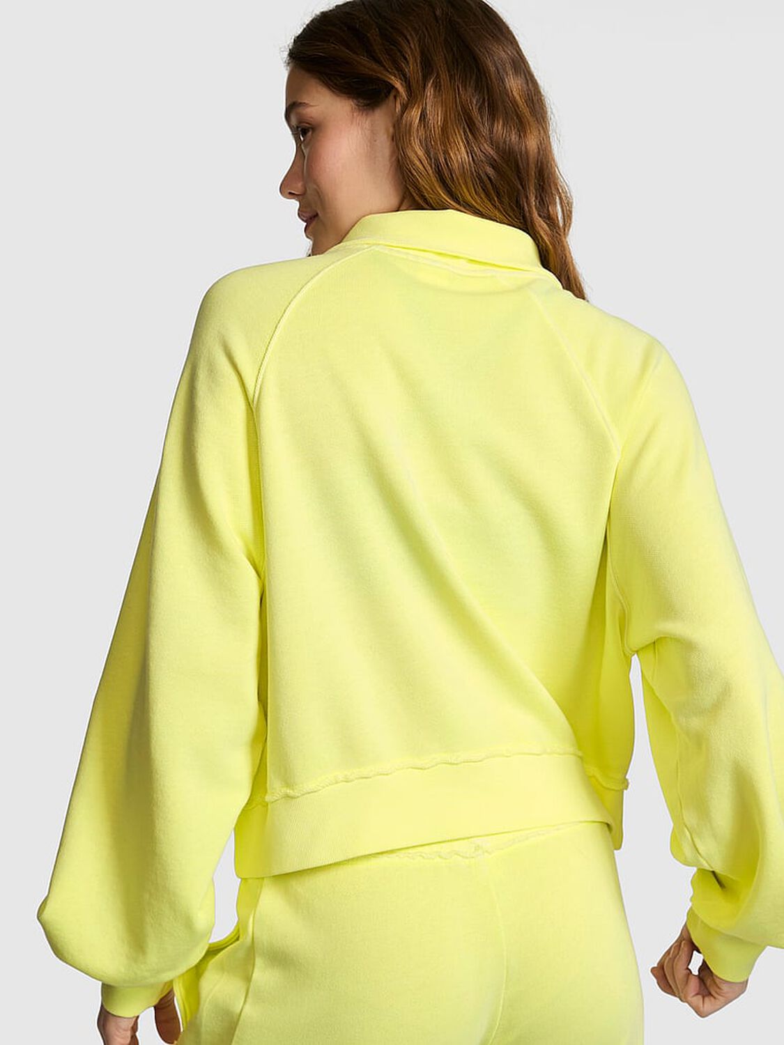 vs Pink Campus Terry&trade; Mock-Neck Full-Zip Sweatshirt Lime Citron 2 of 3 