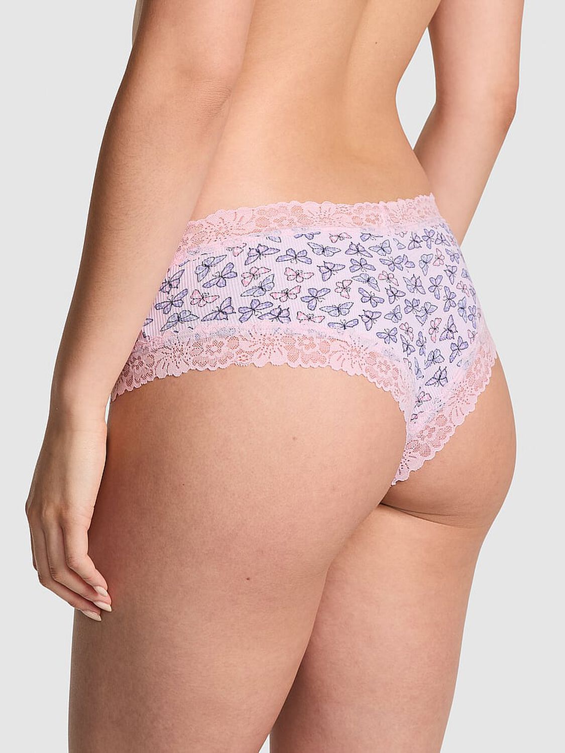 vs Pink Wink Lace-Trim Cheeky Panty Pink Tulip Butterfly Print 3 of 3 