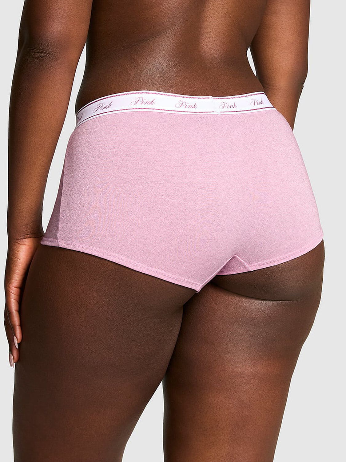 vs Pink Logo Cotton Shimmer Boyshort Panty Petal Pink 2 of 4 