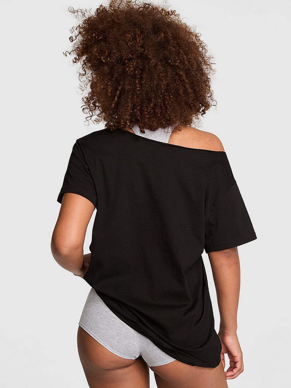 vs Pink Campus Cotton&trade; Off-The-Shoulder Tee Pure Black 2 of 2 