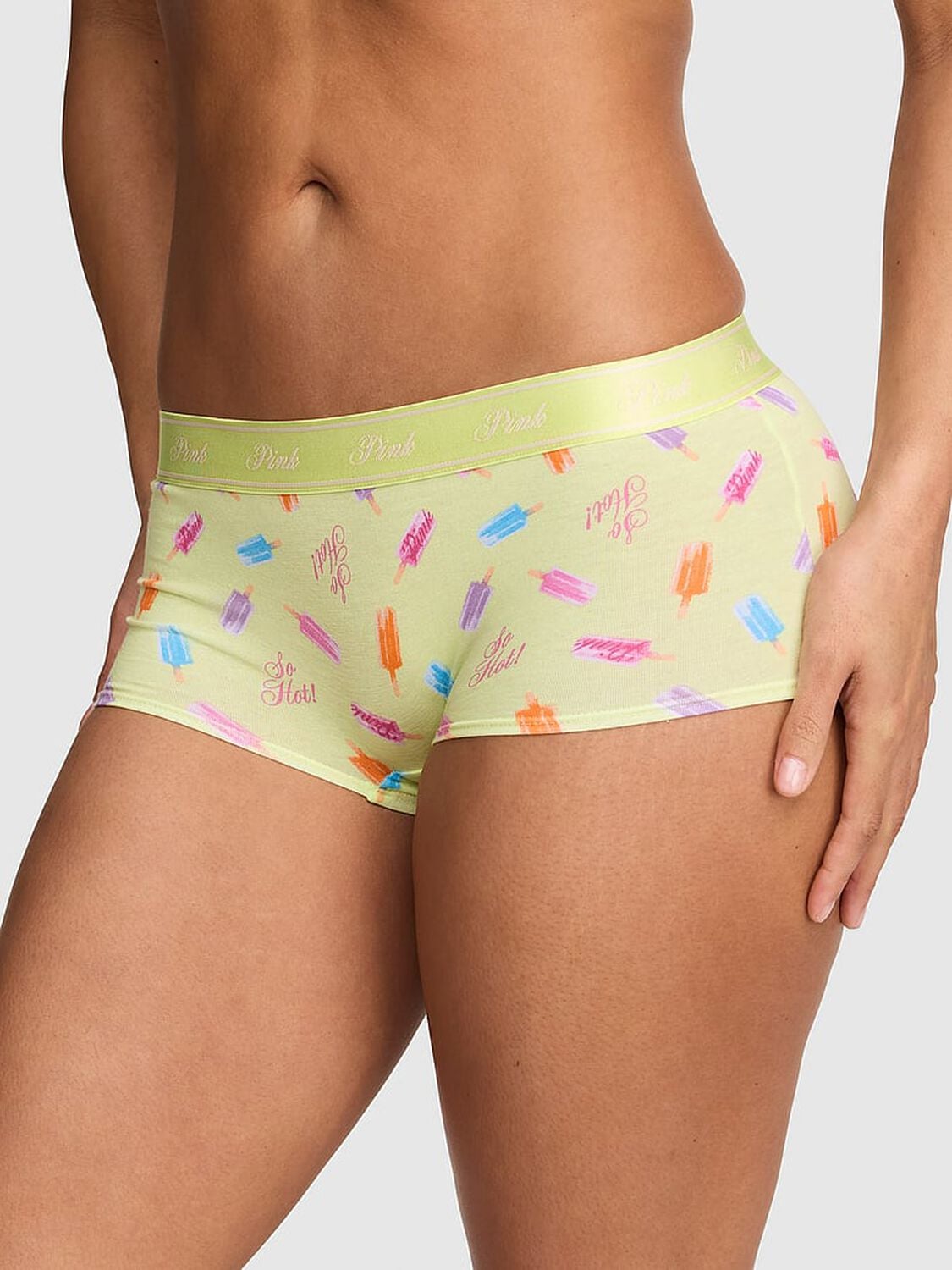 vs Pink Logo Cotton Boyshort Panty Tropical Pear Popsicle Print 1 of 2 