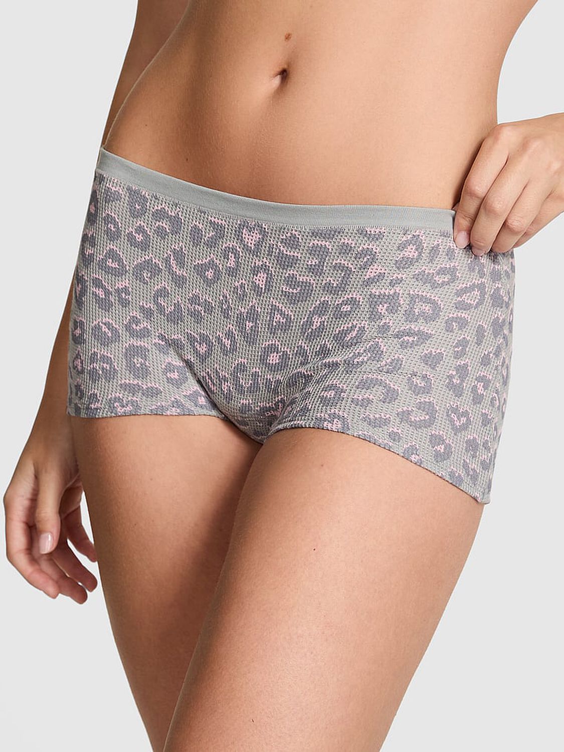 vs Pink Cotton Dorm Boyshort Panty Silver Leo 1 of 3 
