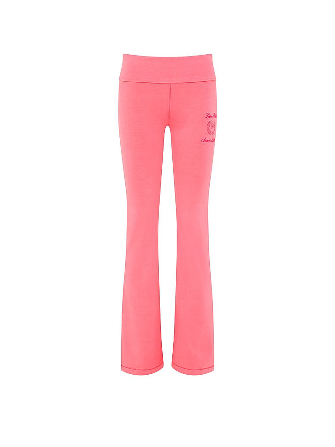 vs Pink All-Day Cotton&trade; Foldover Flare Leggings Vivid Pink Wash 3 of 3 