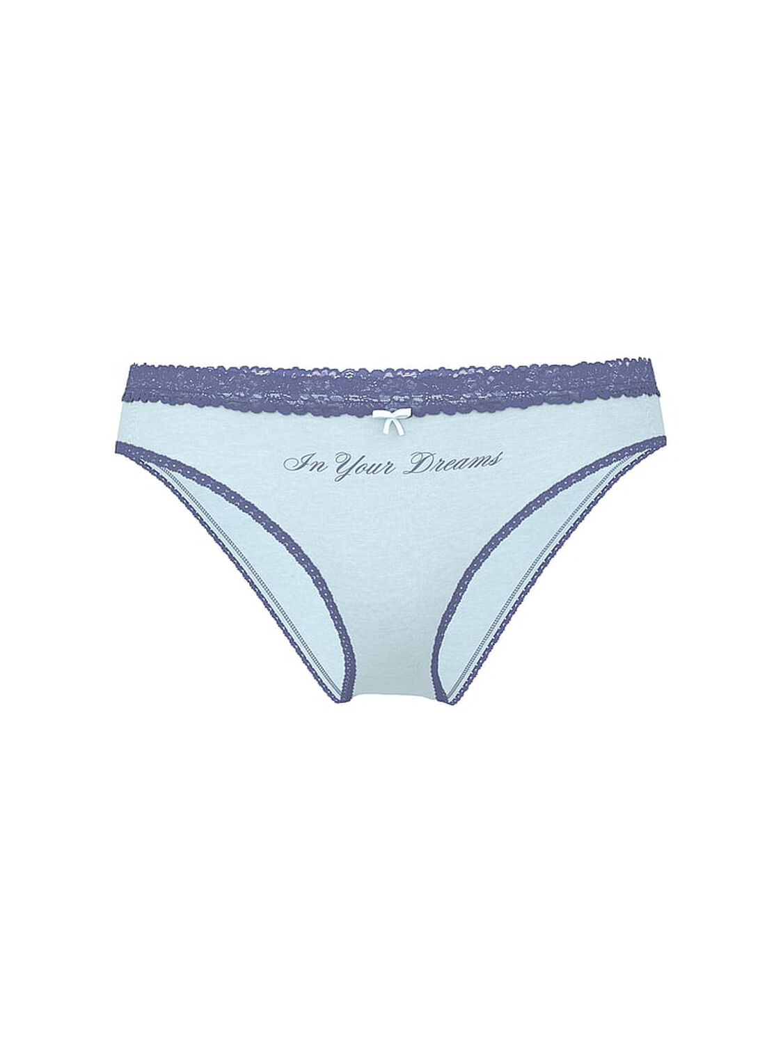 vs Pink Cotton Lace-Trim Cheeky Panty Spray Blue "In Your Dreams" 3 of 3 