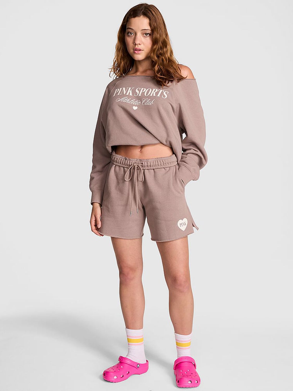 vs Pink Ivy Fleece Campus Shorts Iced Coffee Sports 1 of 3 