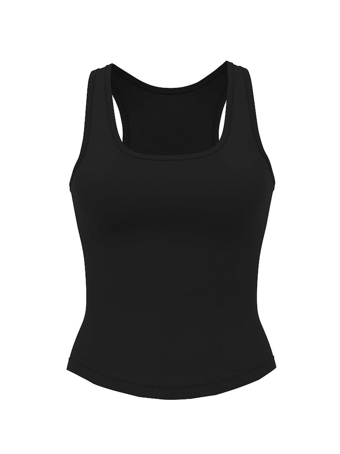 vs Pink Relaxed Rib Boyfriend Tank Top Pure Black 3 of 3 