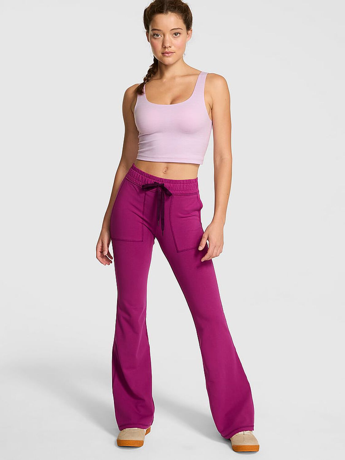 vs Pink All-Day Cotton Pocket Flare Leggings Magenta Rose Wash 1 of 3 