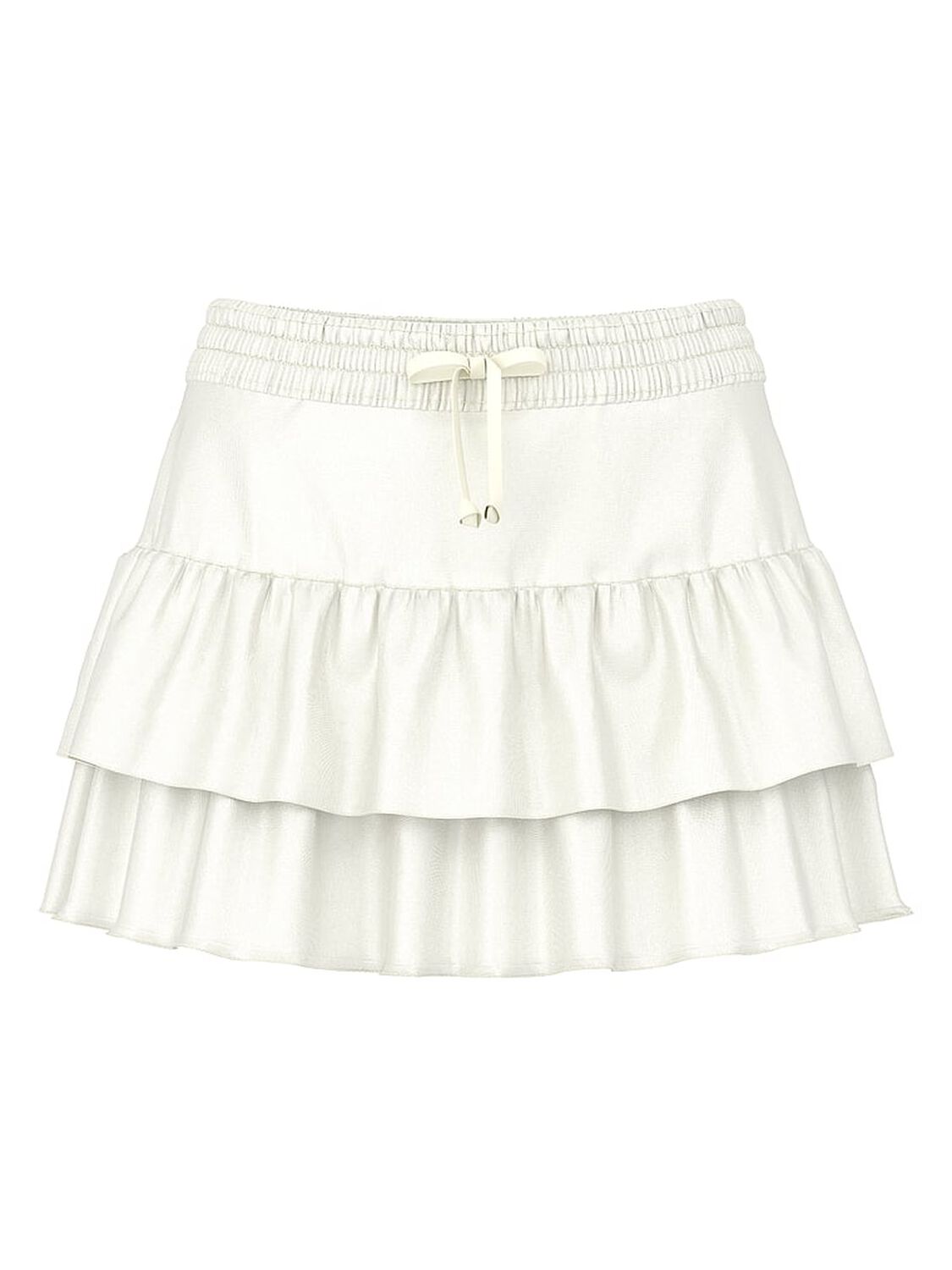 vs Pink Summer Fling Satin Ruffle Skirt Winter White 2 of 2 