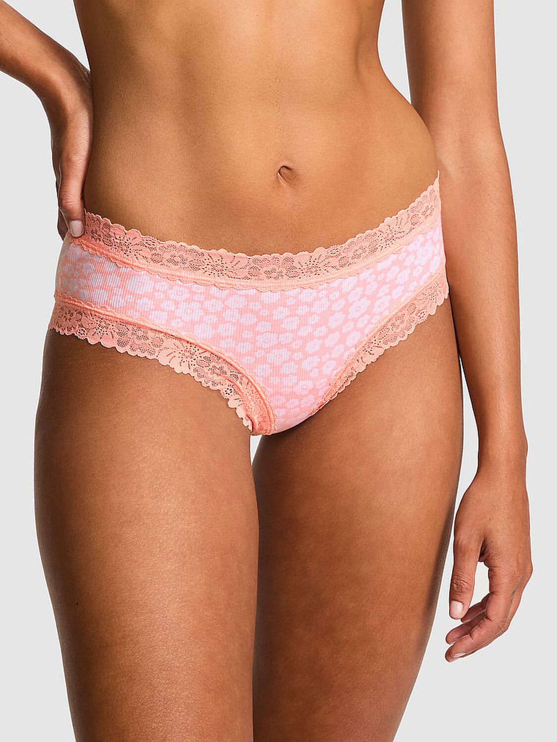 vs Pink Wink Lace-Trim Cheeky Panty 1 of 2 