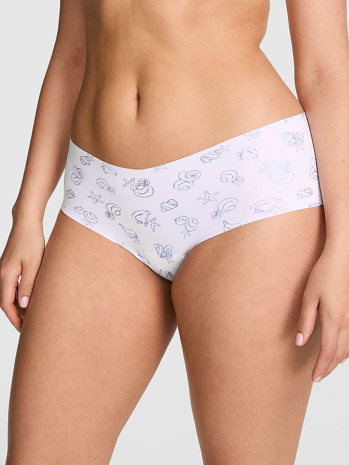 pink Pink No-Show Hiphugger Panty White Shell Foil Print 1 of 2 