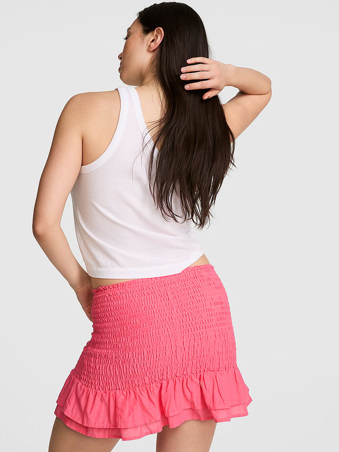 vs Pink Flirty Fit Smocked Mini Skirt Vivid Pink 2 of 3 