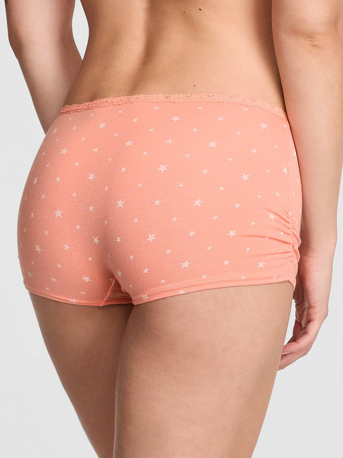 vs Pink Cotton Dorm Boyshort Panty Orange Hills Star Print 2 of 3 