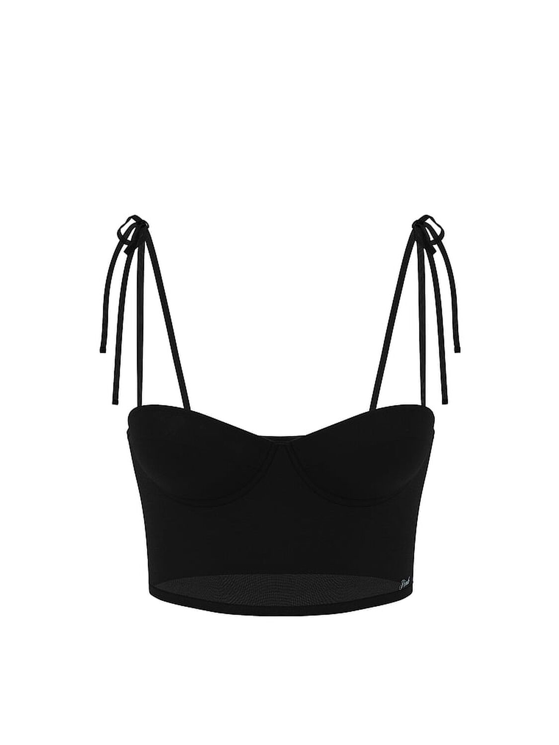 vs Pink Swim Bow-Strap Push-Up Tankini Top Black 3 of 3 