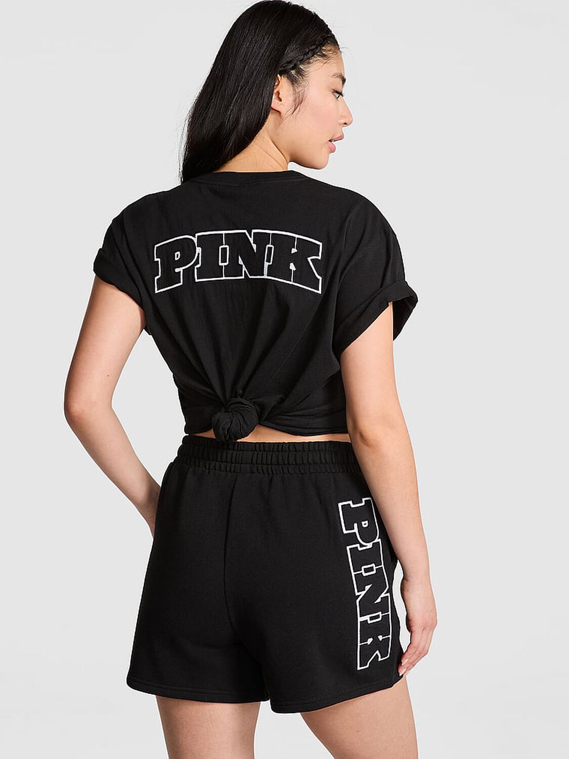 vs Pink Ivy Fleece Classic Shorts Pure Black 1 of 2 