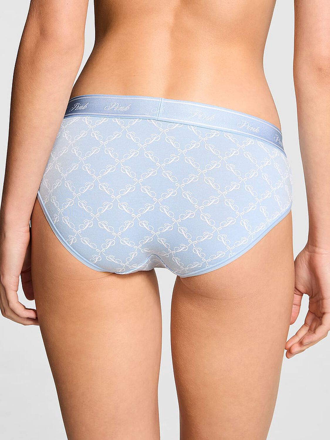 vs Pink Logo Cotton Hiphugger Panty Icy Blue P Bow Print 2 of 3 