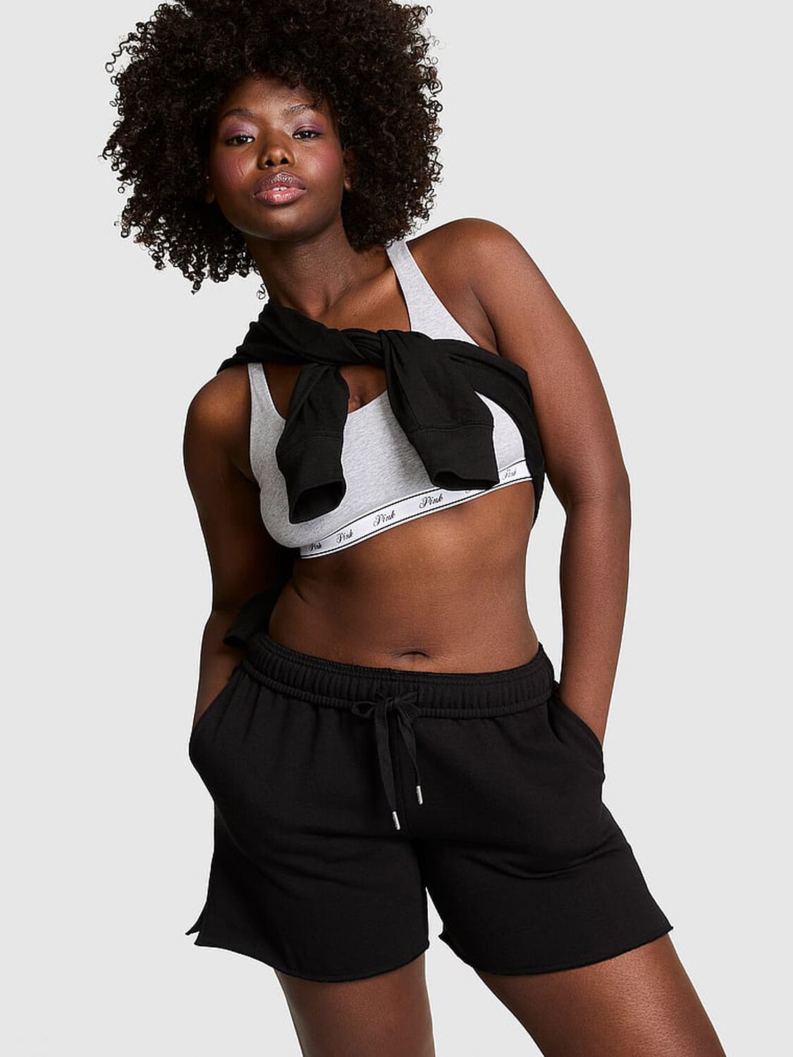 vs Pink Campus Fleece&trade; Shorts Pure Black 1 of 3 