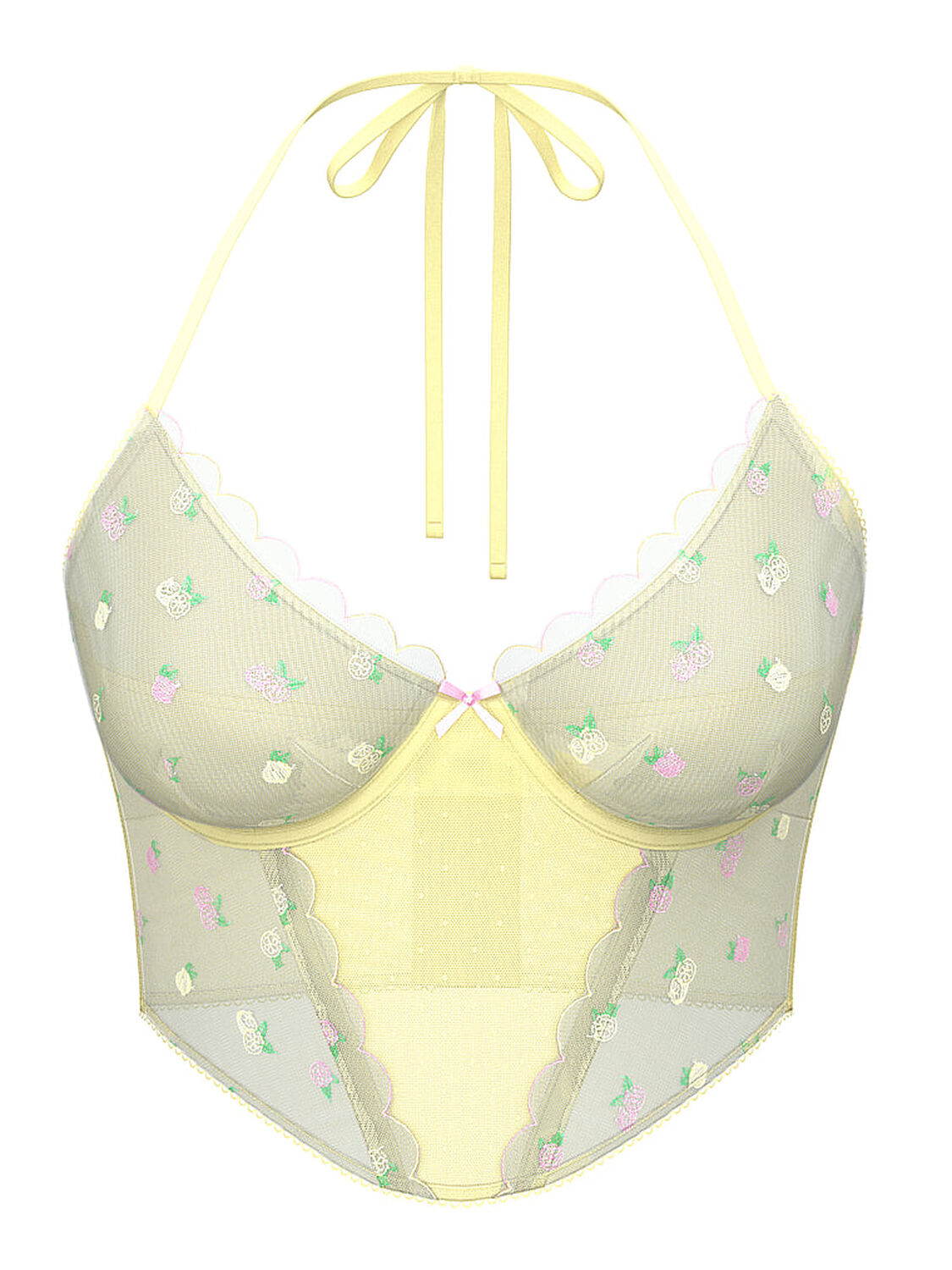vs Pink Bralettes & Bra Tops Wink Halter Corset Top Mellow Yellow 1 of 4 
