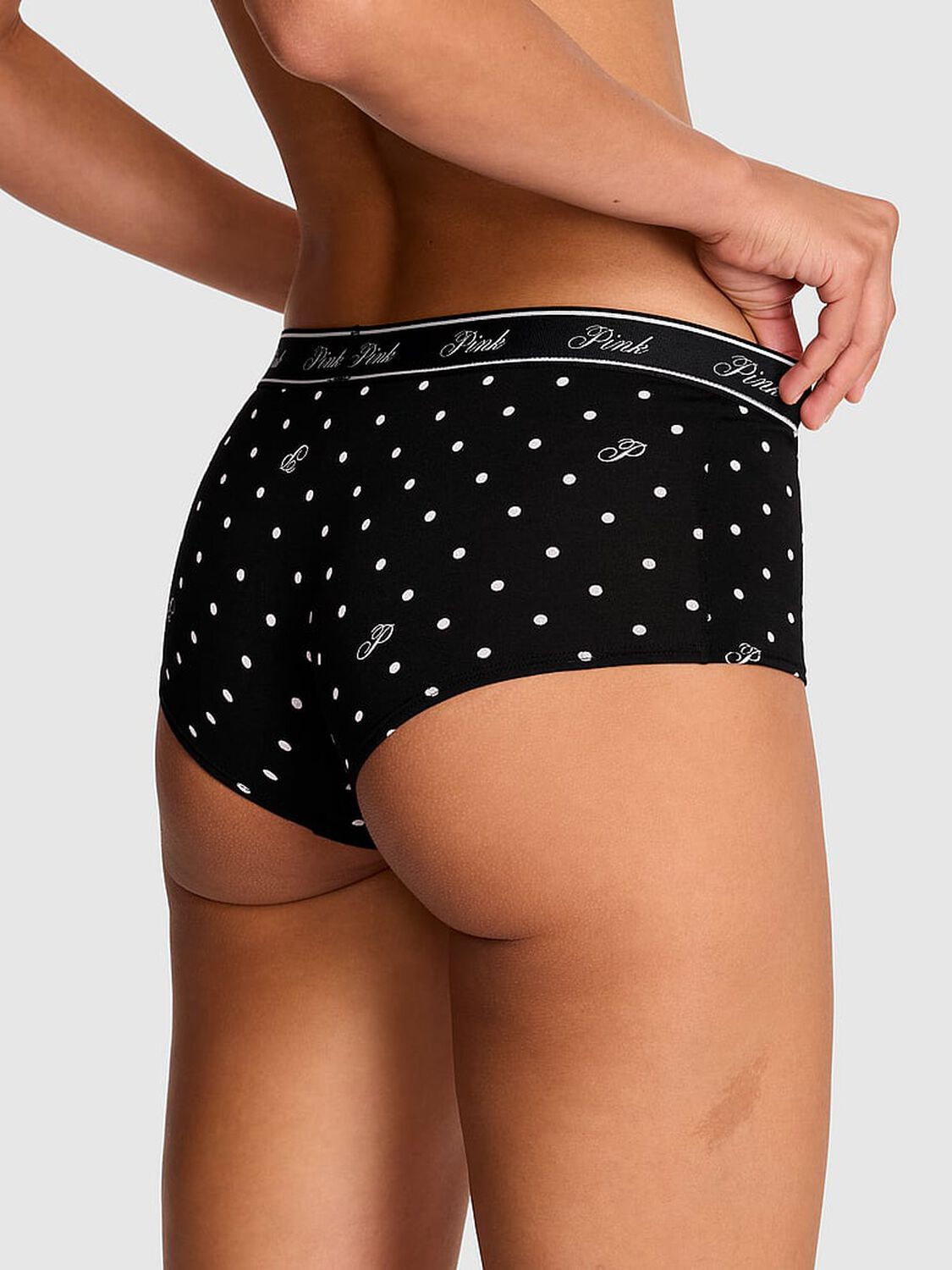 vs Pink Logo Cotton Shine Boyshort Panty 2 of 3 