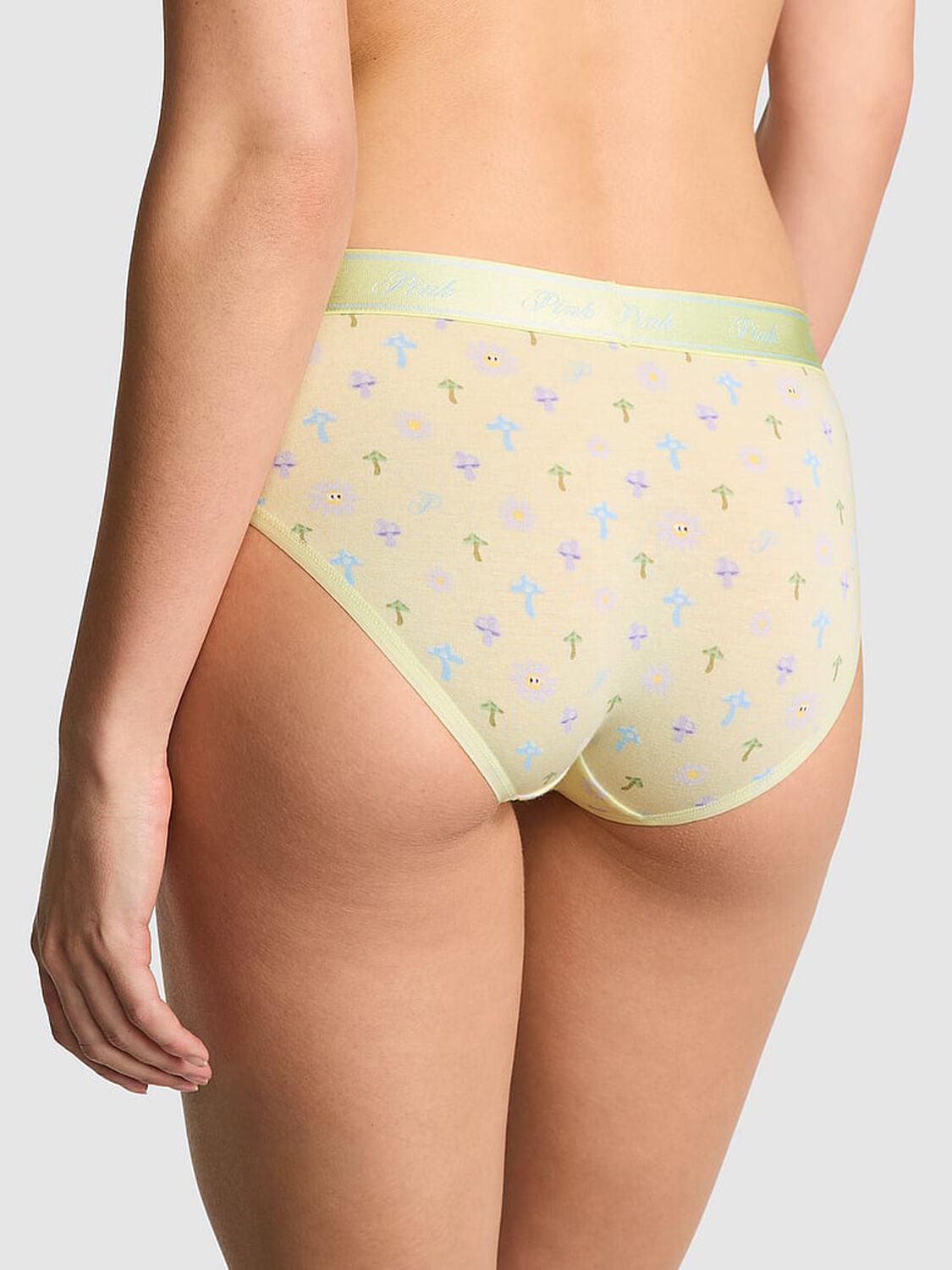 vs Pink Logo Cotton Hiphugger Panty Fresh Mint Daisy Mushroom Print 2 of 2 