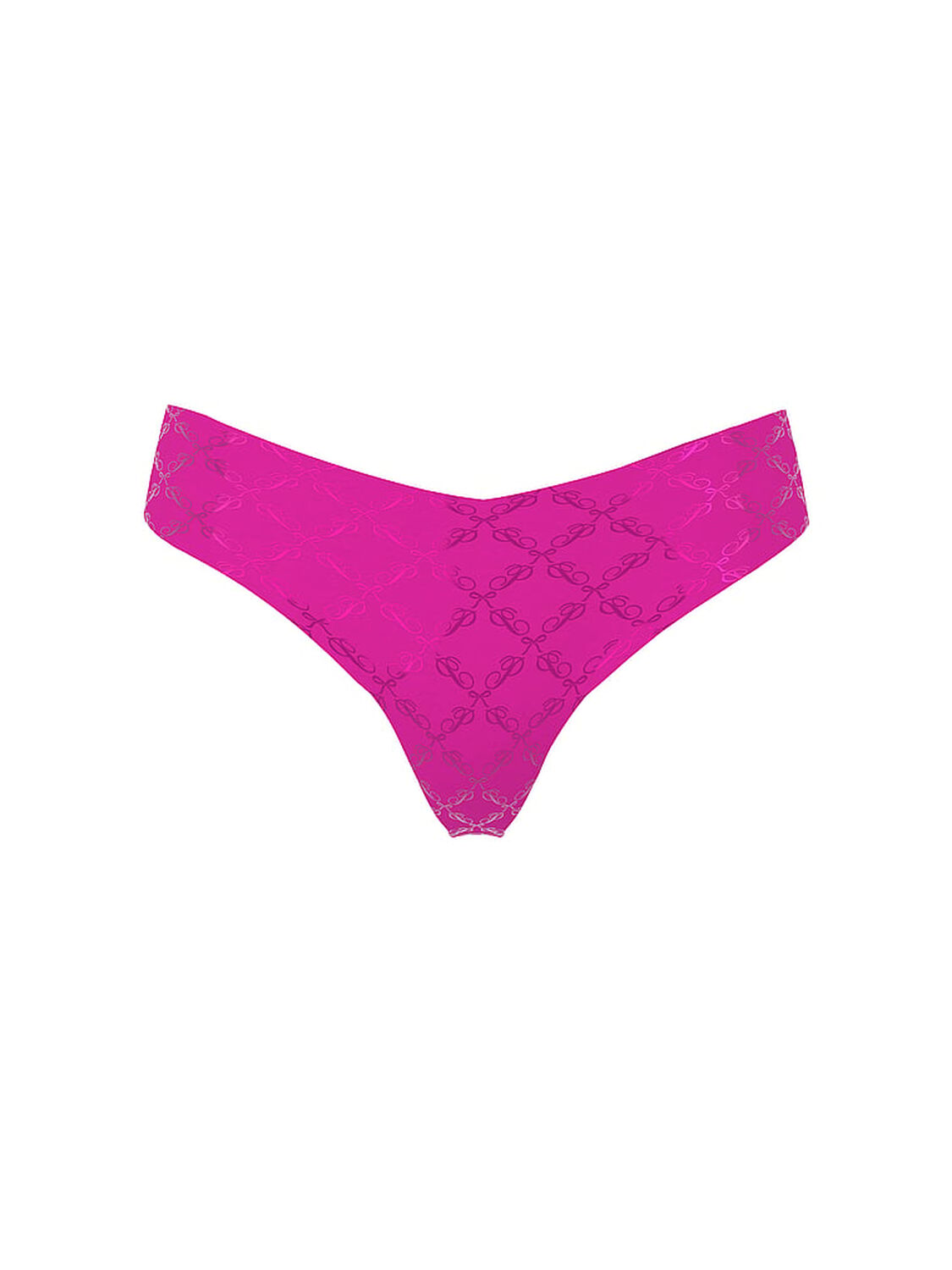vs Pink No-Show Thong Panty Pink Script P Bow 3 of 3 