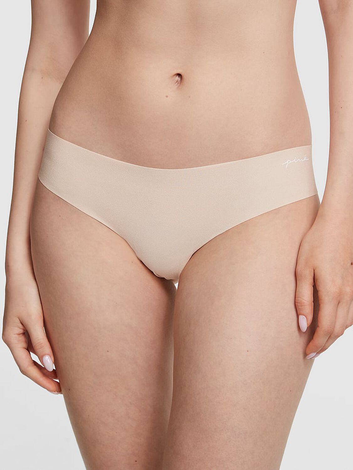 vs Pink No-Show Thong Panty Marzipan 1 of 3 