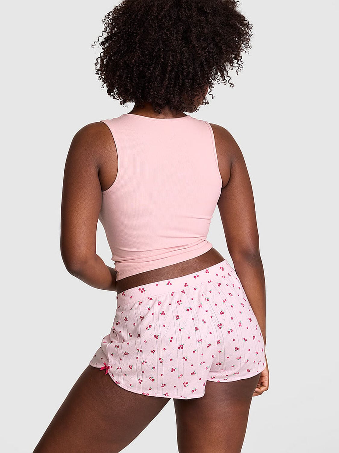 vs Pink Pointelle Bow Boxer Shorts Pink Ditsy Floral 2 of 3 