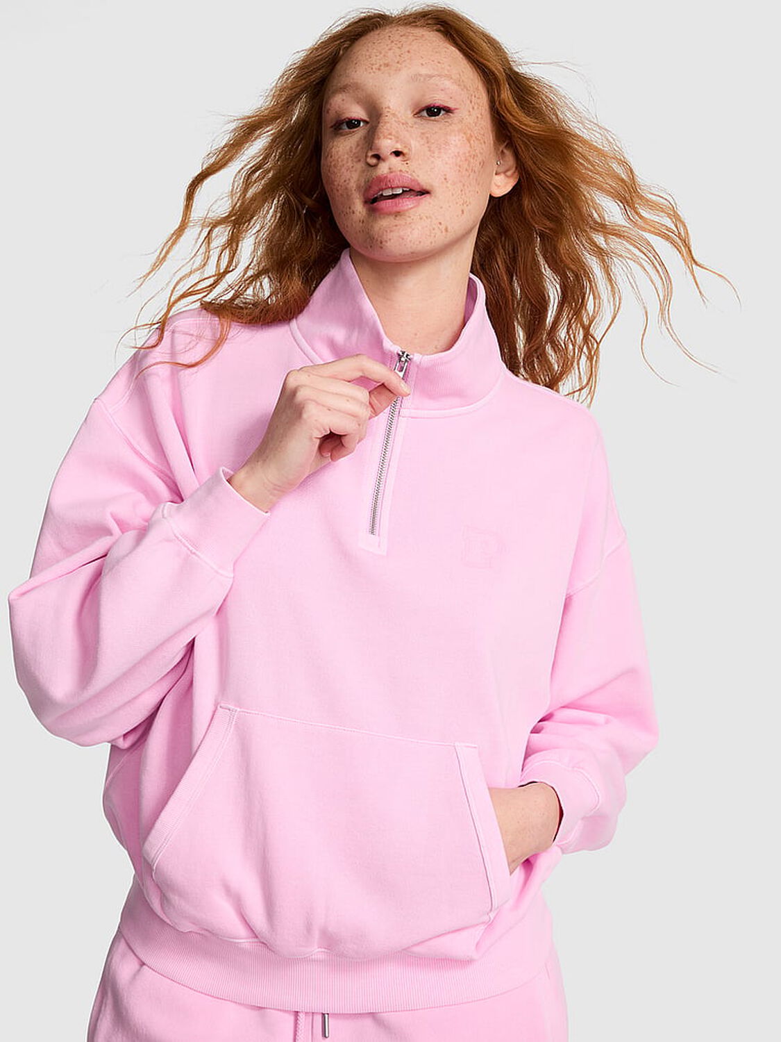 vs Pink Ivy Fleece Quarter-Zip Sweatshirt Pink Lollipop 3 of 3 
