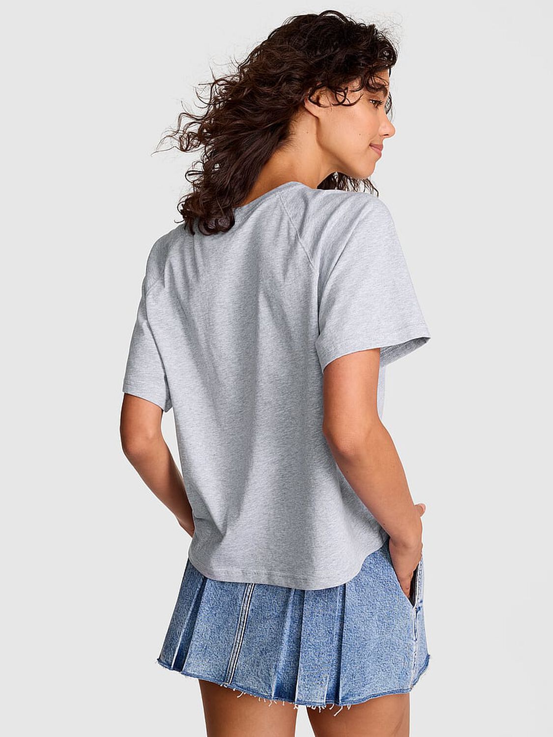 vs Pink Campus Cotton&trade; Raglan Tee Medium Heather Grey 2 of 3 