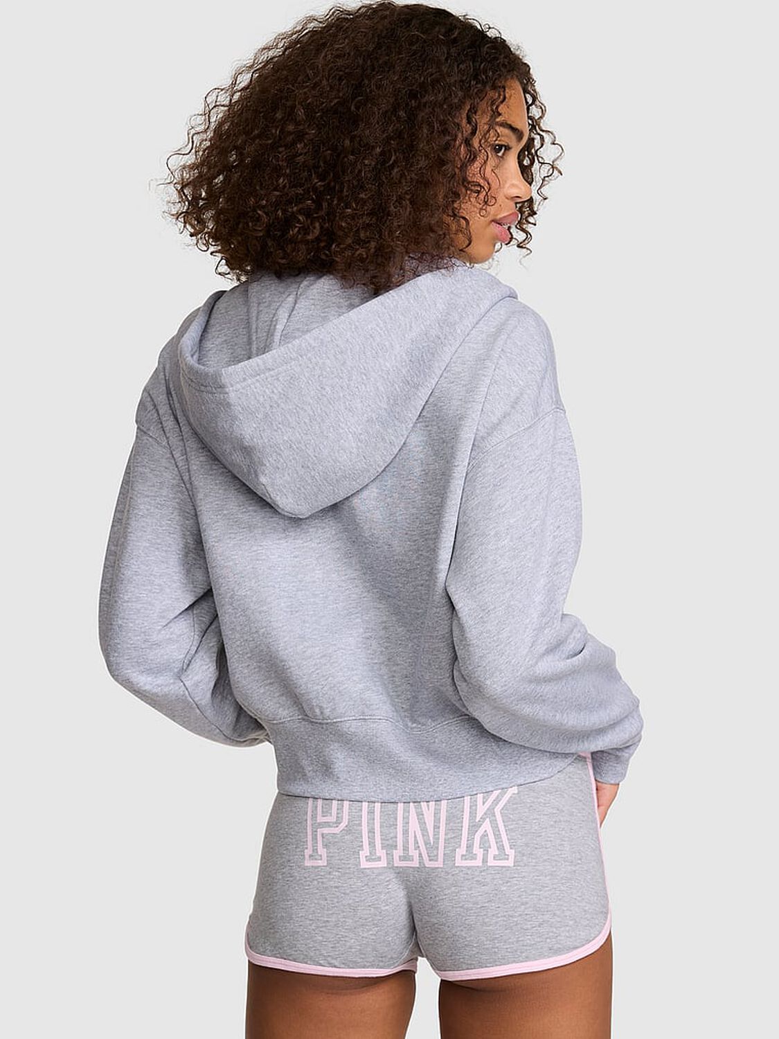 vs Pink Campus Fleece&trade; Shrunken Full-Zip Hoodie Vs Medium Grey 2 of 2 