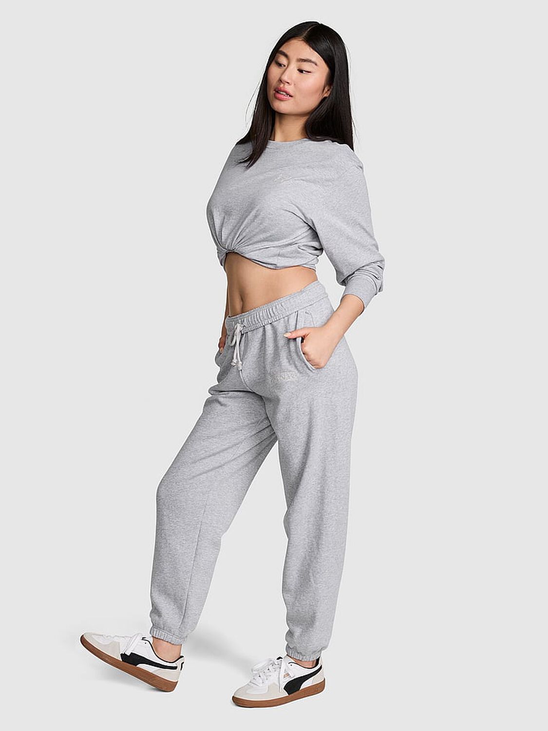 vs Pink Ivy Fleece Campus Sweatpants Medium Heather Grey 1 of 3 