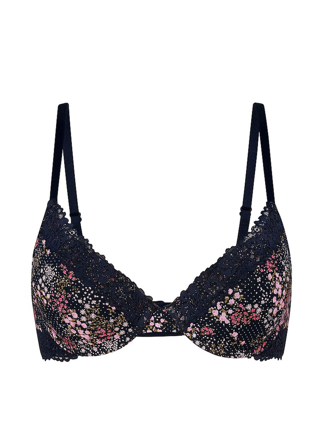 vs Pink Wear Everywhere Wear Everywhere Push-Up Bra Noir Navy Floral 3 of 3 