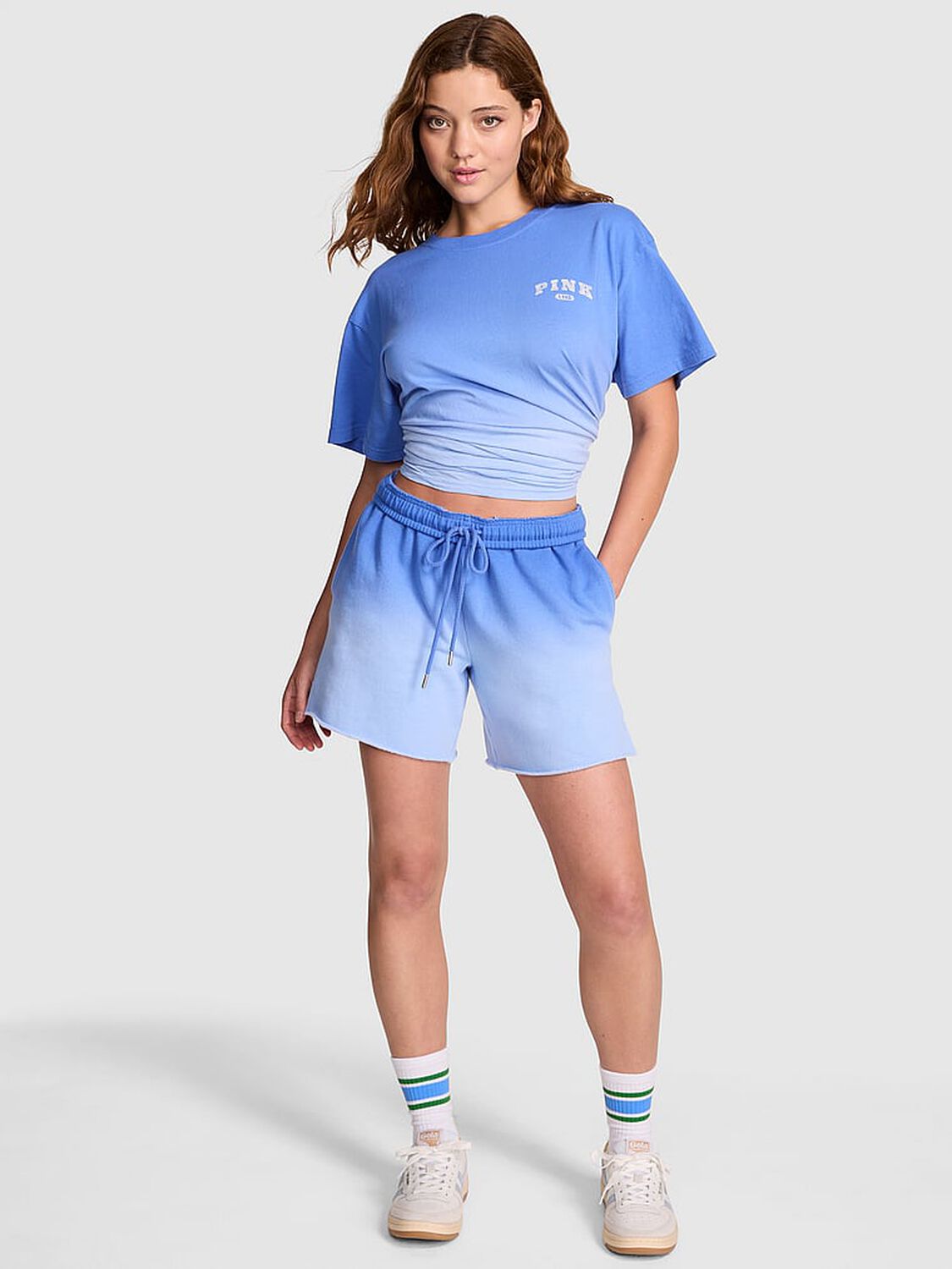 vs Pink Ivy Fleece Campus Shorts Seascape Blue 1 of 3 