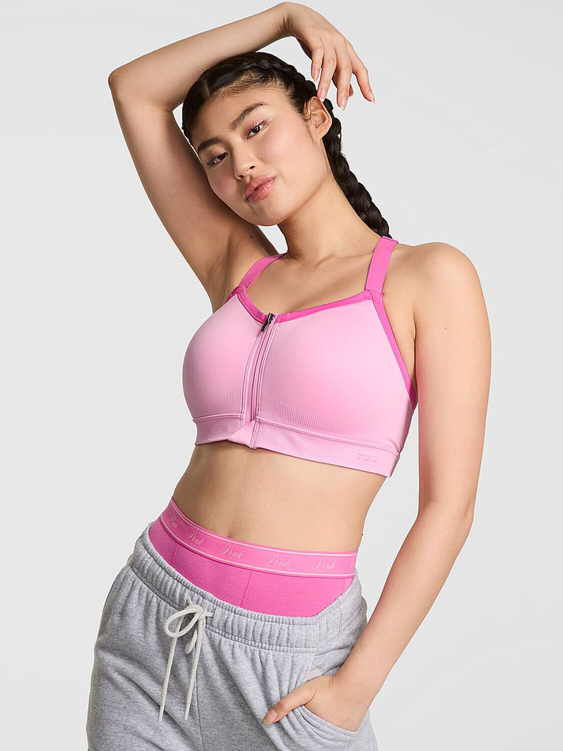 vs Pink Seamless Air Front-Close High-Support Sports Bra Pink Lollipop 1 of 3 