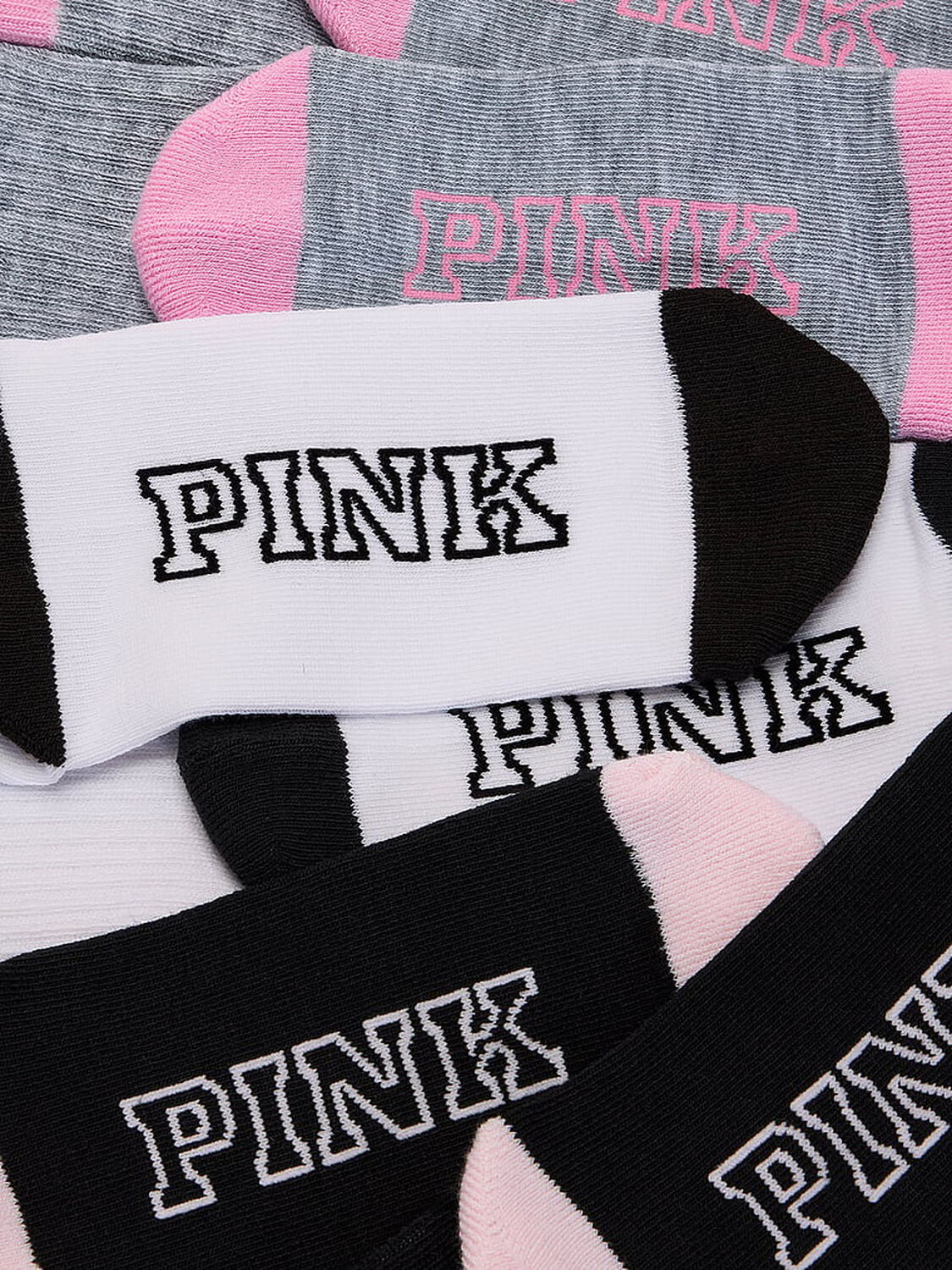 vs Pink 3-Pack Quarter Socks Grey/Black/White 2 of 2 