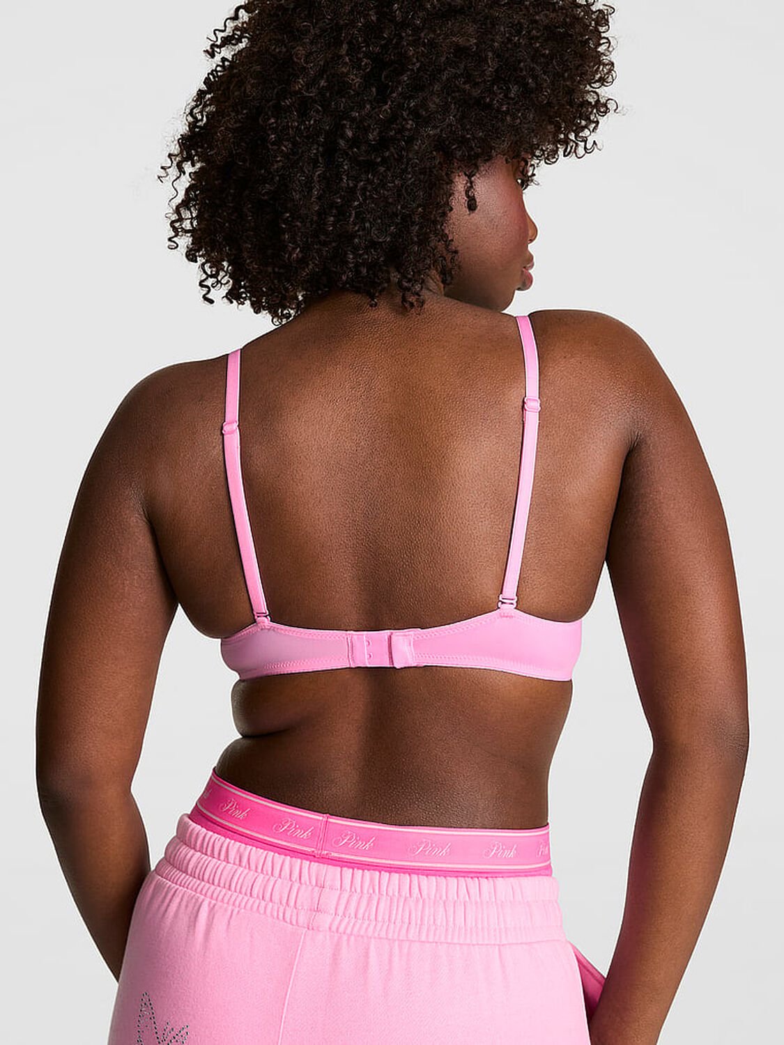 vs Pink Wear Everywhere Wear Everywhere Lightly Lined Wireless Bra Pink Lollipop Butterfly Bling 2 of 4 